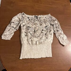 white house black market wide neck blouse
